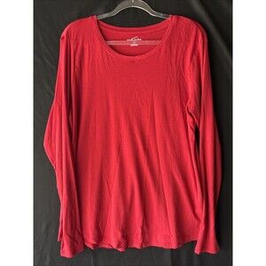 Eddie Bauer Women's Long Sleeve Large Red T- Shirt
